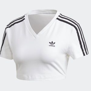 Adidas white crop top XS